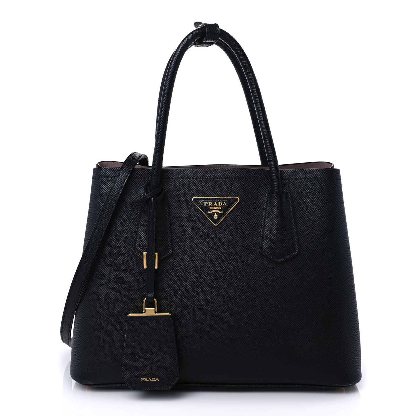 Saffiano Cuir Small Double Bag Black Mughetto