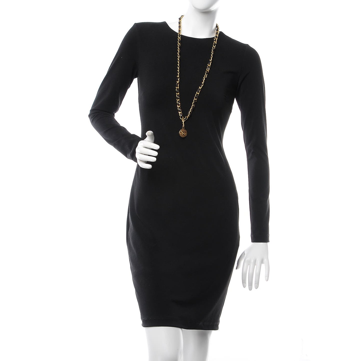 Lambskin Chain CC Medallion Belt Black Gold