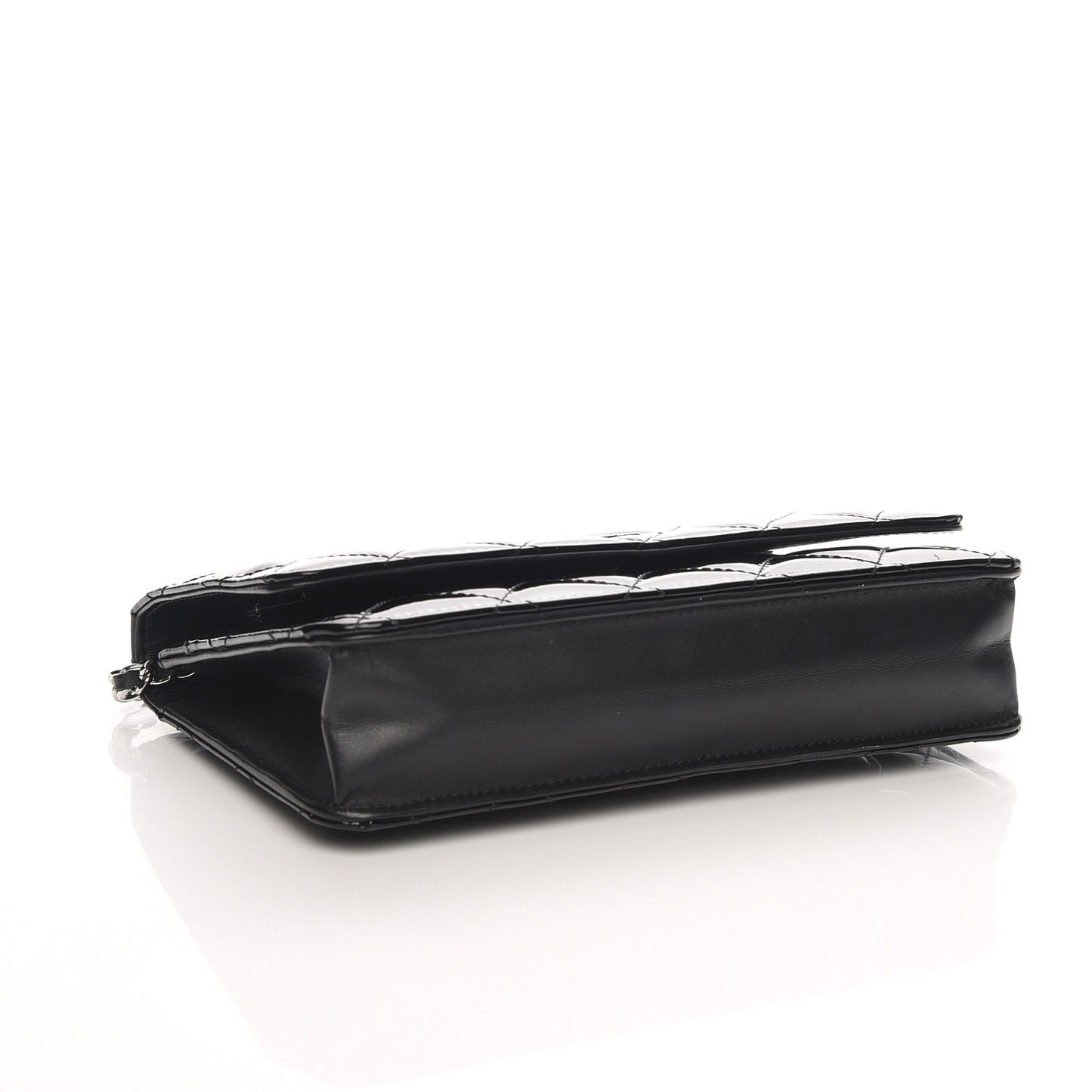 Patent Quilted Wallet On Chain WOC Black