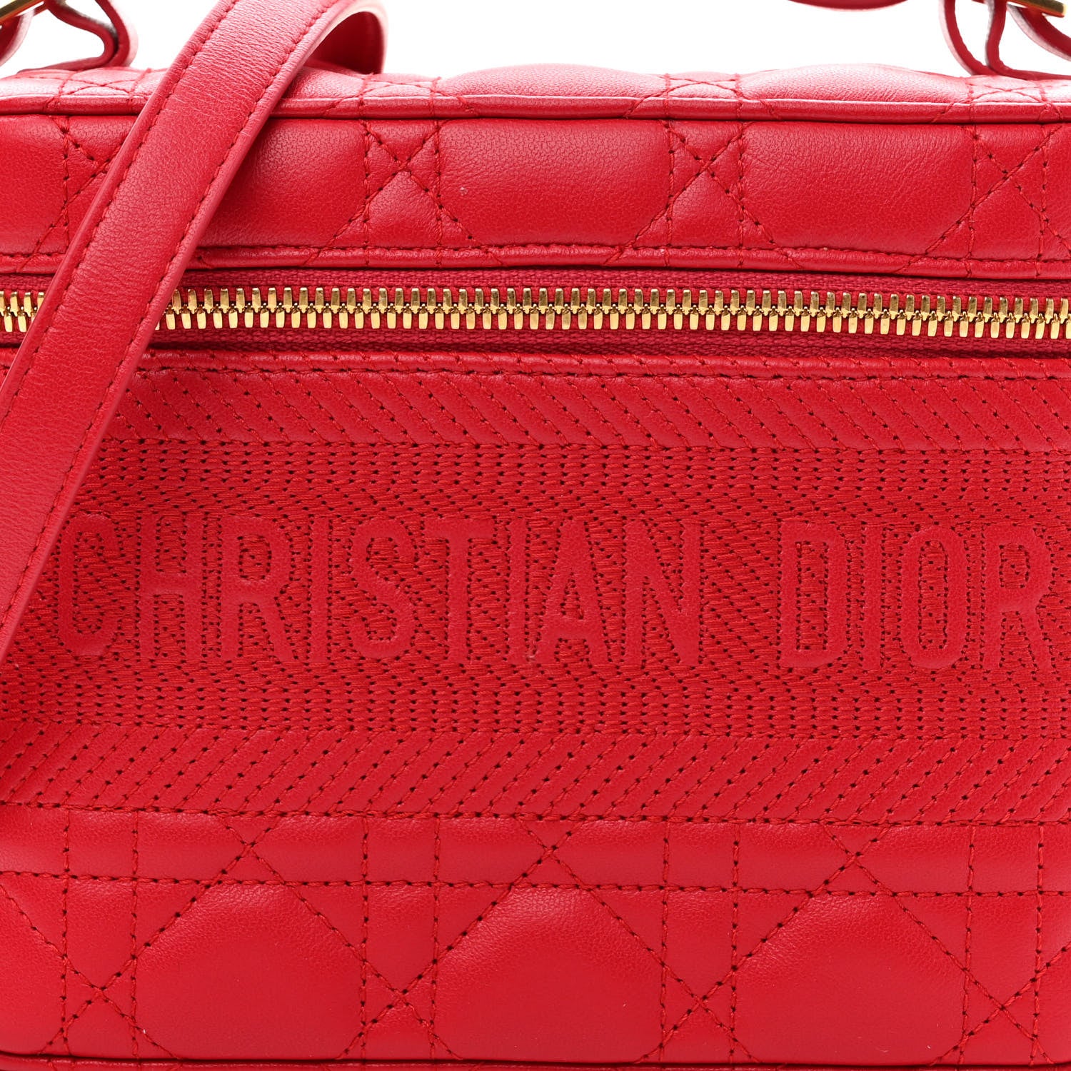 Christian Dior Lambskin Cannage Small Diortravel Vanity Case Red 7 of 9