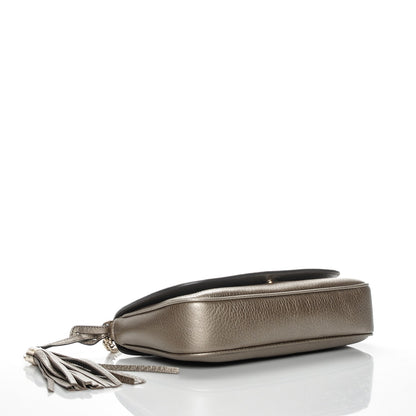 Gucci Metallic Pebbled Calfskin Medium Soho Flap Crossbody Golden Beige 4 of 7