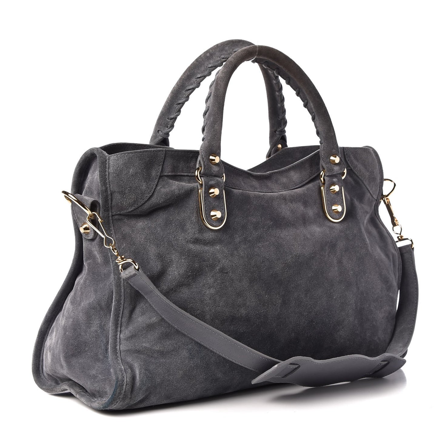 Baby Daim Suede Gold Metallic Edge Hardware City Gris Plomb
