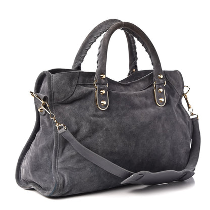 Balenciaga Baby Daim Suede Gold Metallic Edge Hardware City Gris Plomb 4 of 17