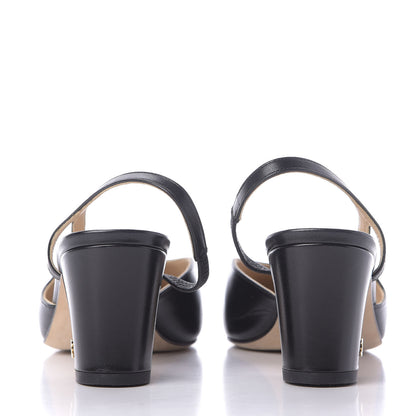 Chanel Goatskin Grosgrain Cap Toe CC Slingback Sandals 36 Black 5 of 11