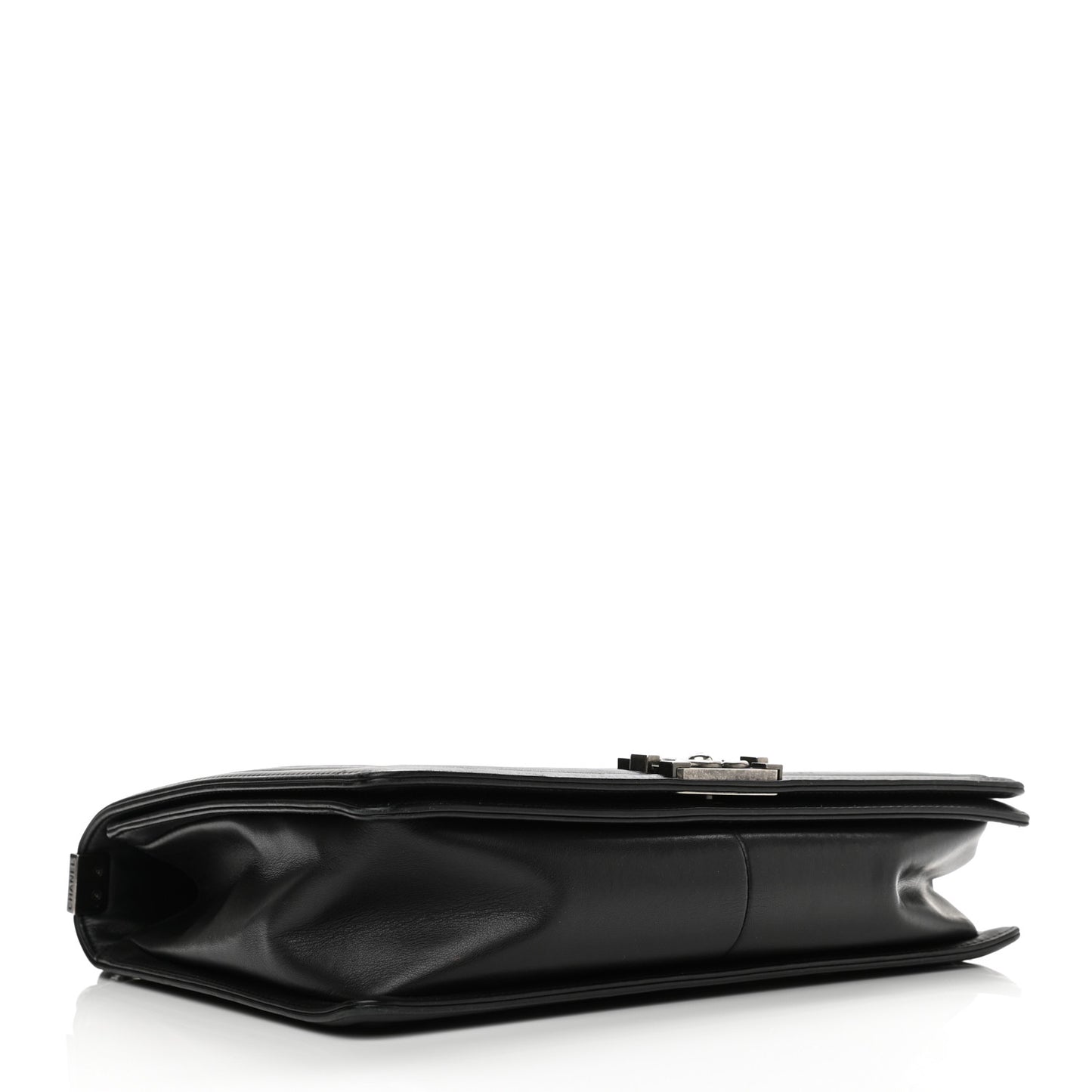 Calfskin Quilted Large Boy Flap Black