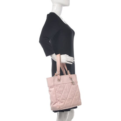 Chanel Coated Canvas Quilted Small Paris Biarritz Tote Pink 2 of 25