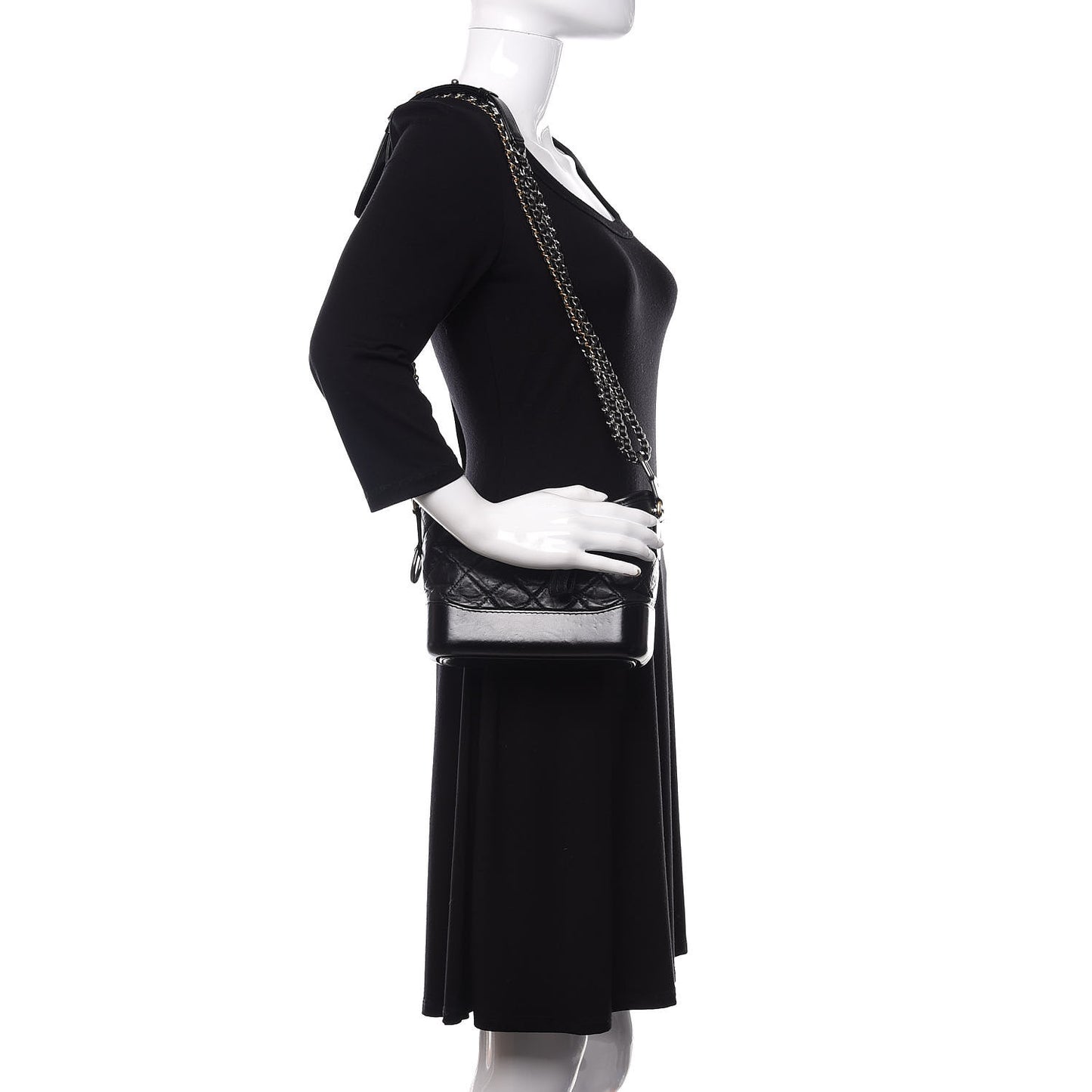 Aged Calfskin Quilted Small Gabrielle Hobo Black