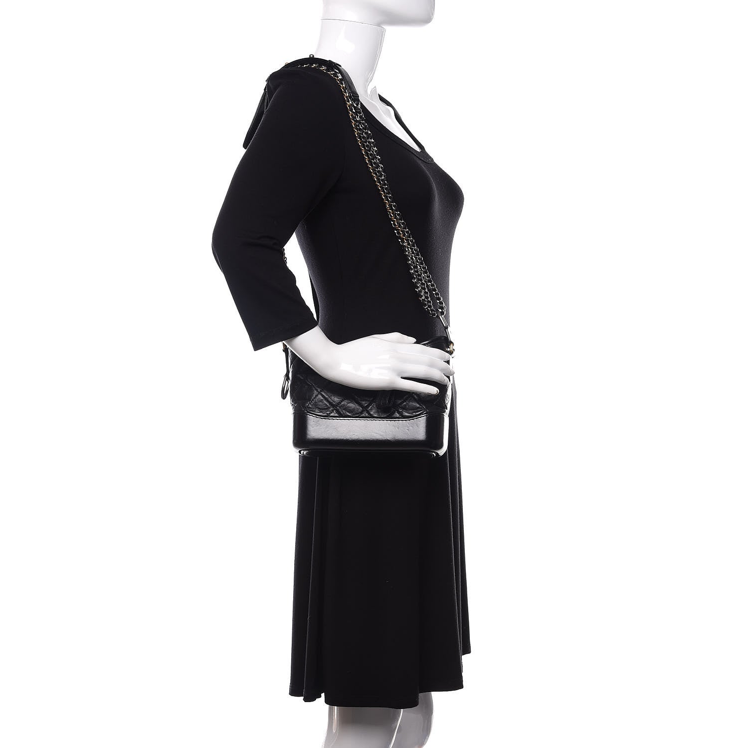 Chanel Aged Calfskin Quilted Small Gabrielle Hobo Black 3 of 14