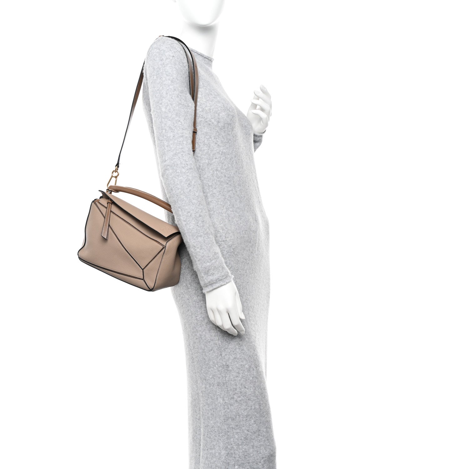 Loewe Grained Calfskin Small Puzzle Bag Sand Mink 2 of 12