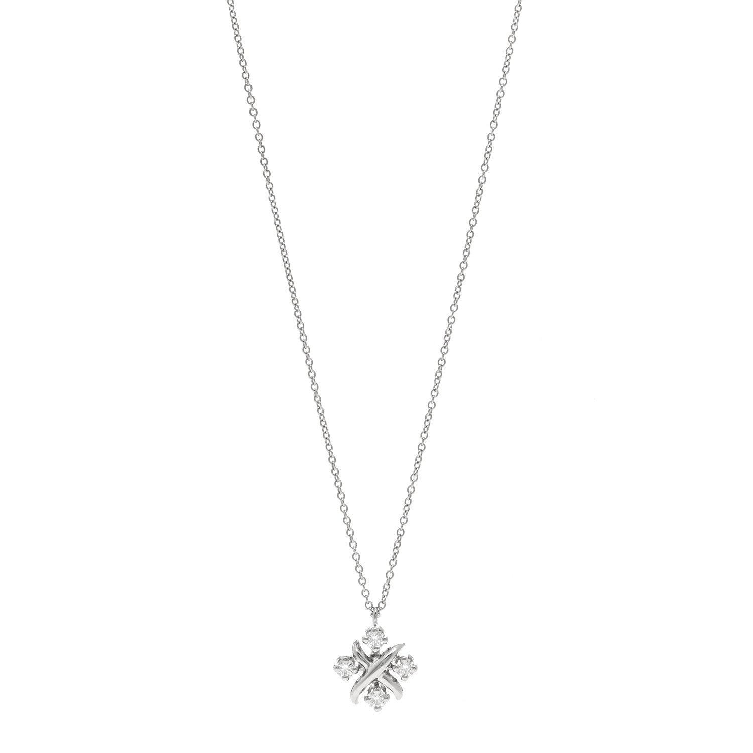 Tiffany Platinum Diamond Schlumberger Lynn Pendant Necklace 1 of 5