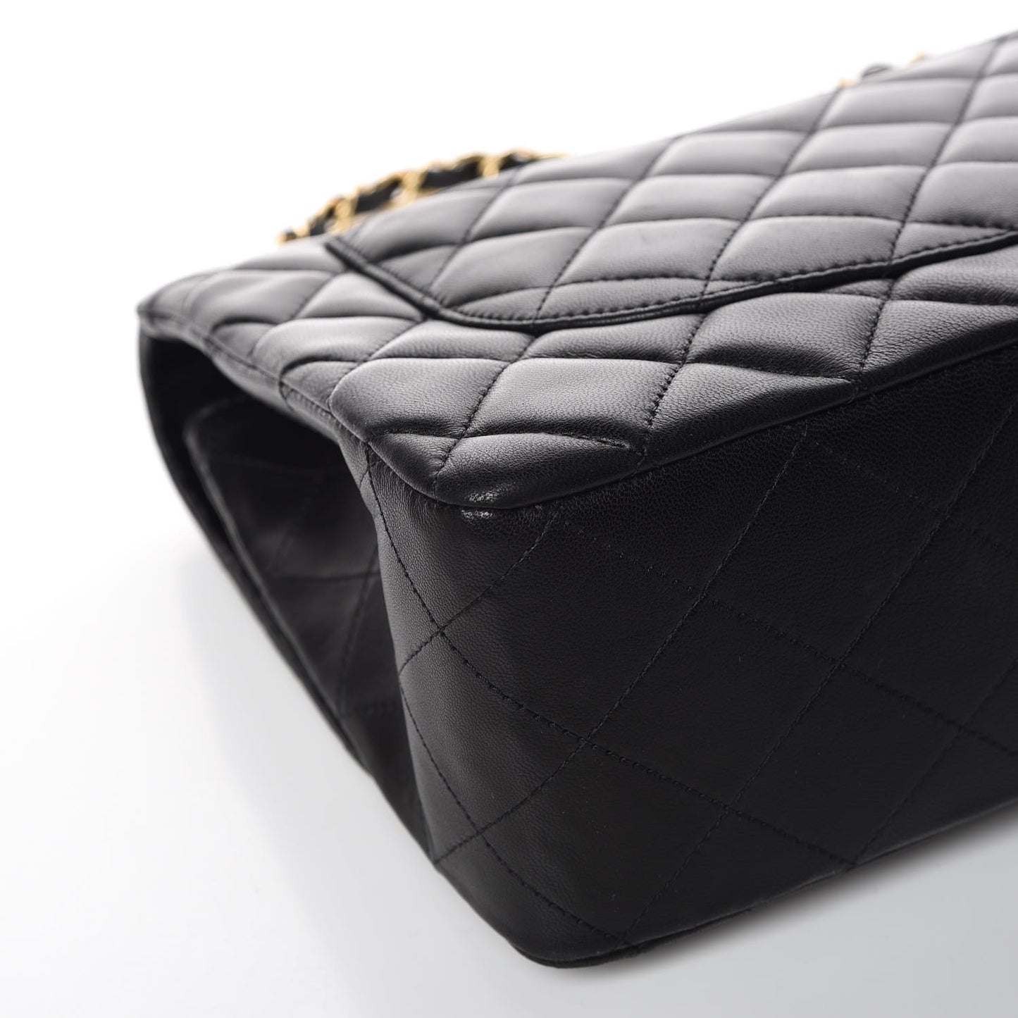 Lambskin Quilted Jumbo Single Flap Black