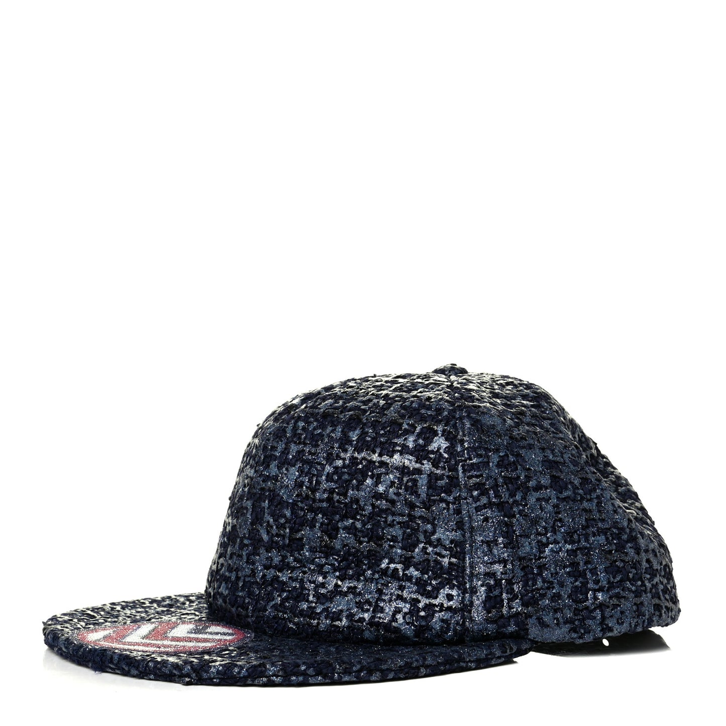 Glittered Tweed Cap Hat Navy Blue