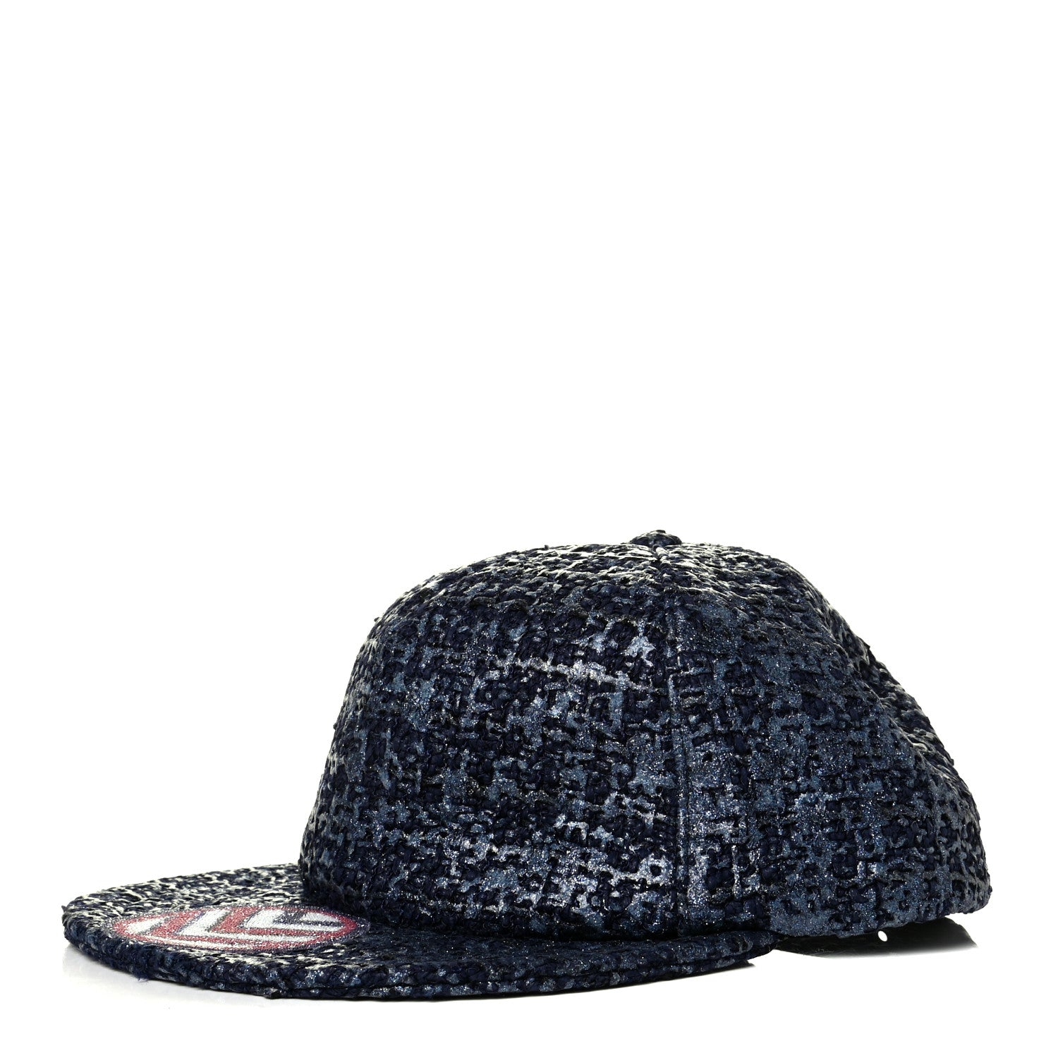 Chanel Glittered Tweed Cap Hat Navy Blue 1 of 6