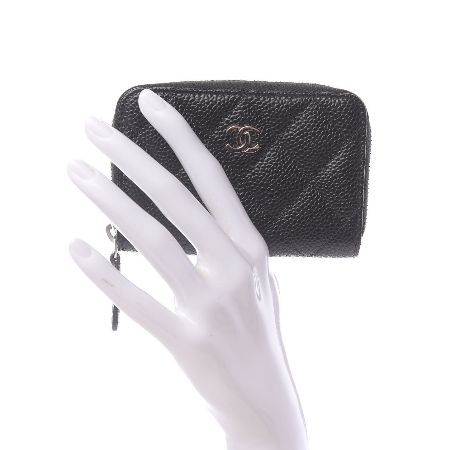 Caviar Quilted Zip Coin Purse Black