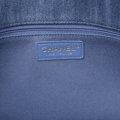 Chanel Frayed Denim Quilted Large Blue Chip Flap Blue 6 of 11
