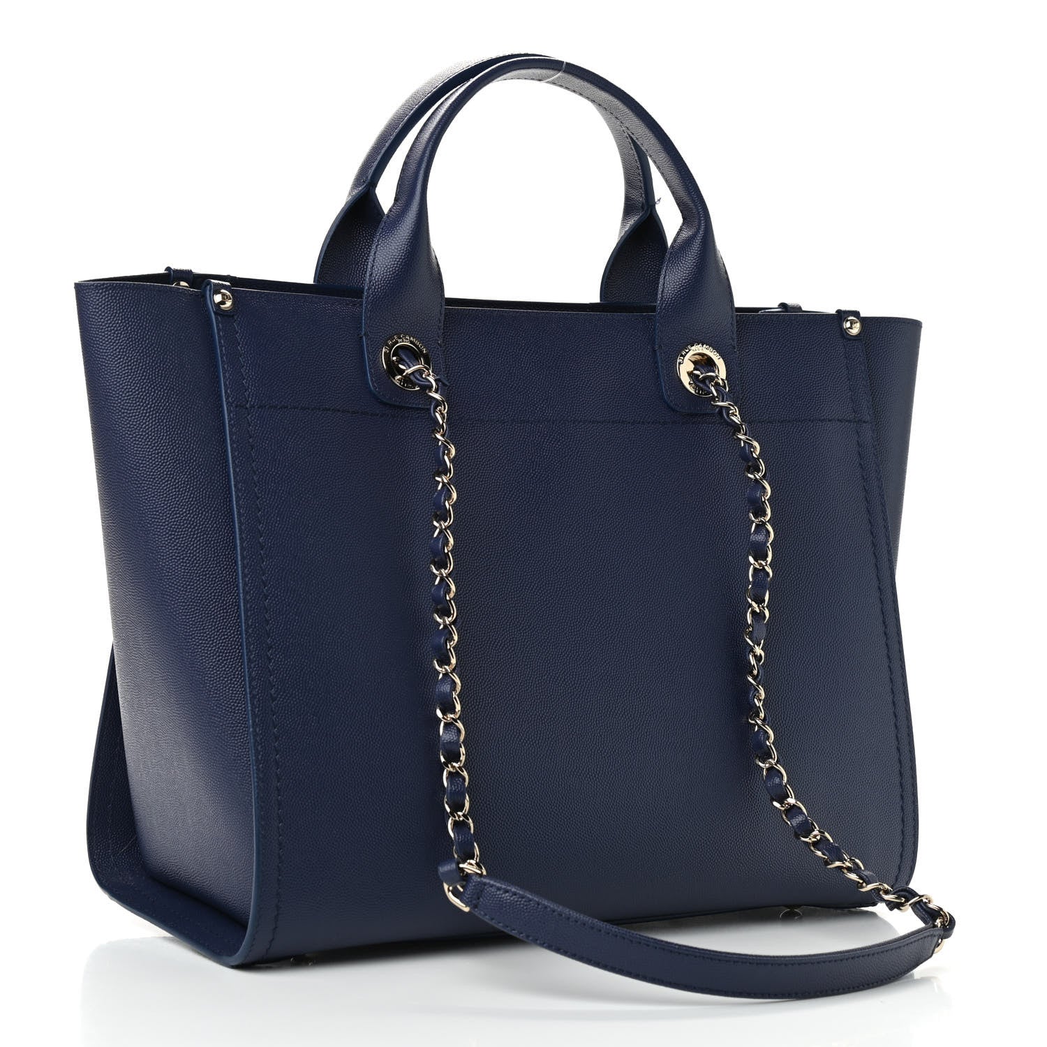 Chanel Caviar Small Studded Deauville Tote Navy 3 of 10