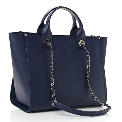 Chanel Caviar Small Studded Deauville Tote Navy 3 of 10