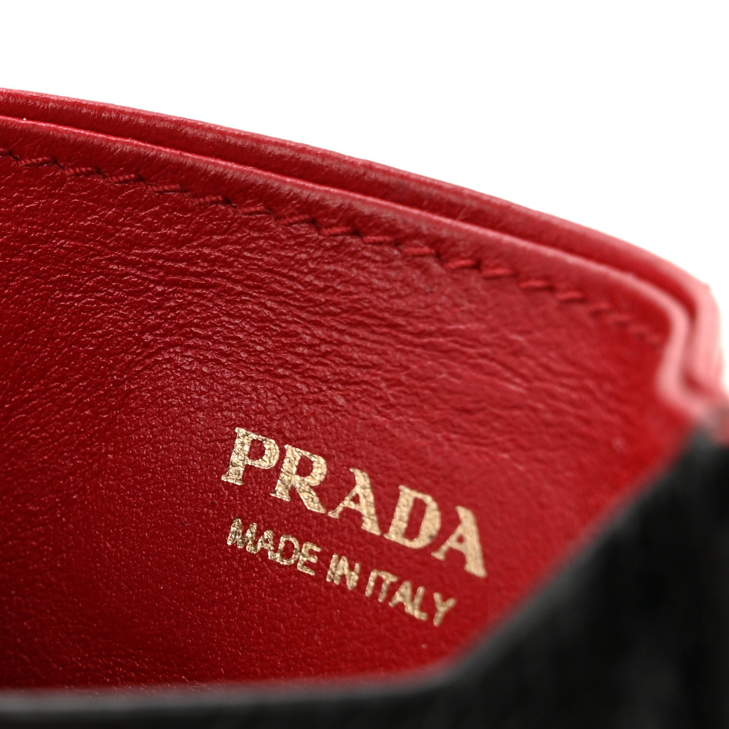 Prada Vitello Grain Metal Card Holder Black Fuoco 7 of 7