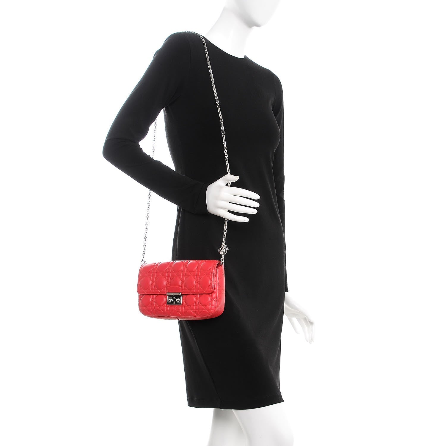 Christian Dior Lambskin Cannage Miss Dior Promenade Pouch Fuchsia 2 of 7