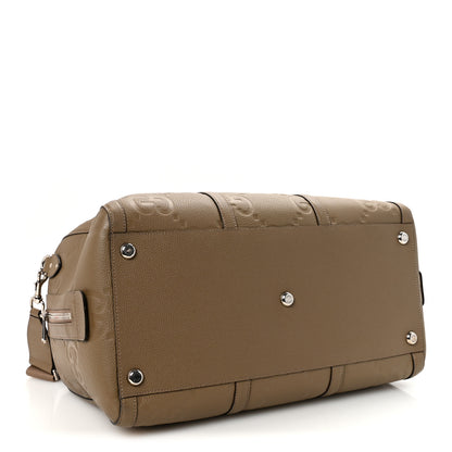 Gucci Piuma Calfskin Jumbo GG Embossed Large Duffle Bag Good Taupe 3 of 8