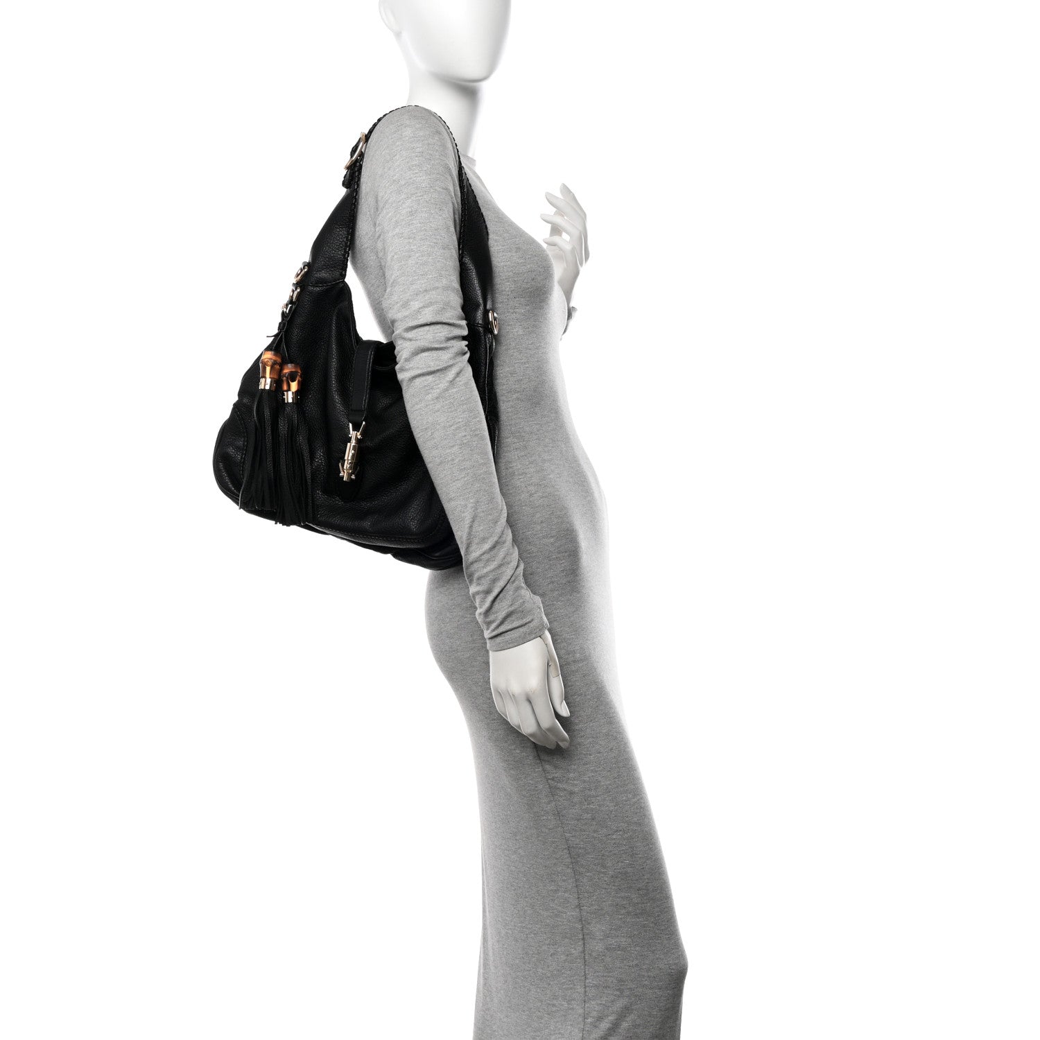 Gucci Pebbled Calfskin Medium New Jackie Shoulder Bag Black 2 of 11