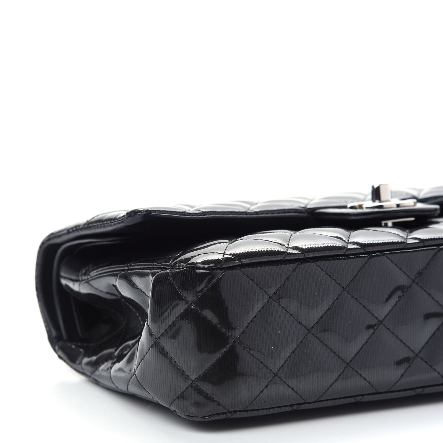 Chanel Striated Patent Quilted Medium Double Flap Black 8 of 10