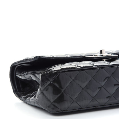 Chanel Striated Patent Quilted Medium Double Flap Black 8 of 10