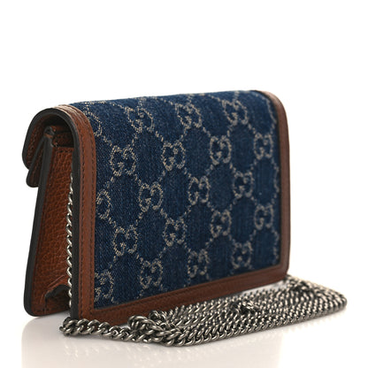 Gucci New Denim GG Monogram Dollar Calfskin Enamel Super Mini Dionysus Shoulder Bag Blue Tea Cuir Epilog Electric Blue 3 of 8