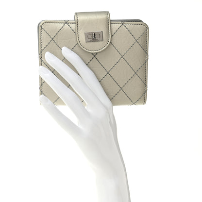 Chanel Metallic Aged Calfskin Stitched Reissue Compact Wallet  Silver 2 of 7