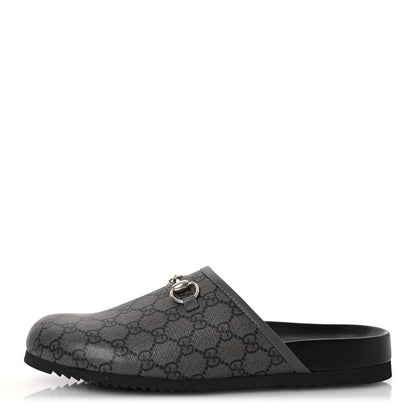 Gucci GG Supreme Monogram Granada Kid Mens Horsebit Lug Sole Mules 9 Grey Black 1 of 11