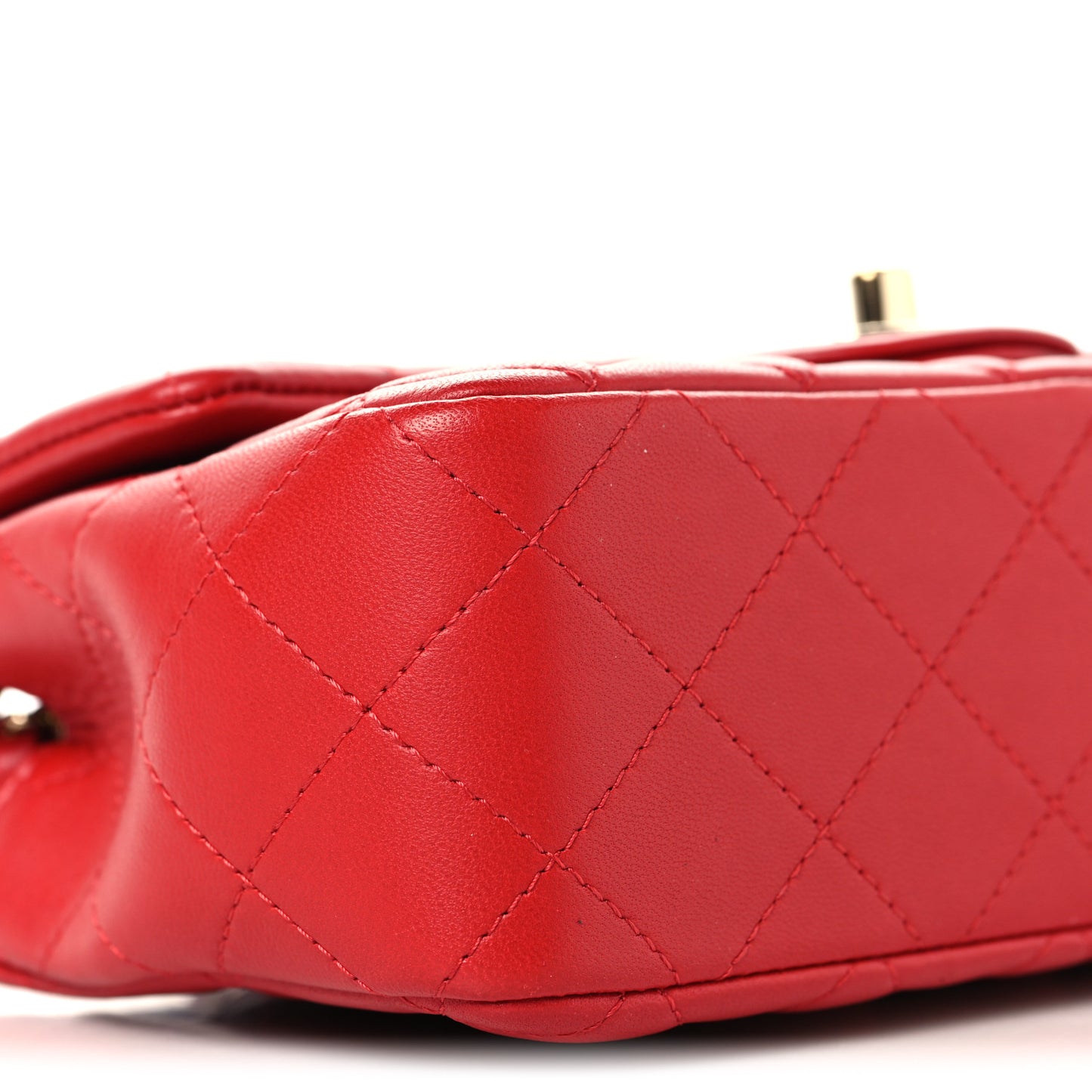 Lambskin Quilted Mini Rectangular Flap Red