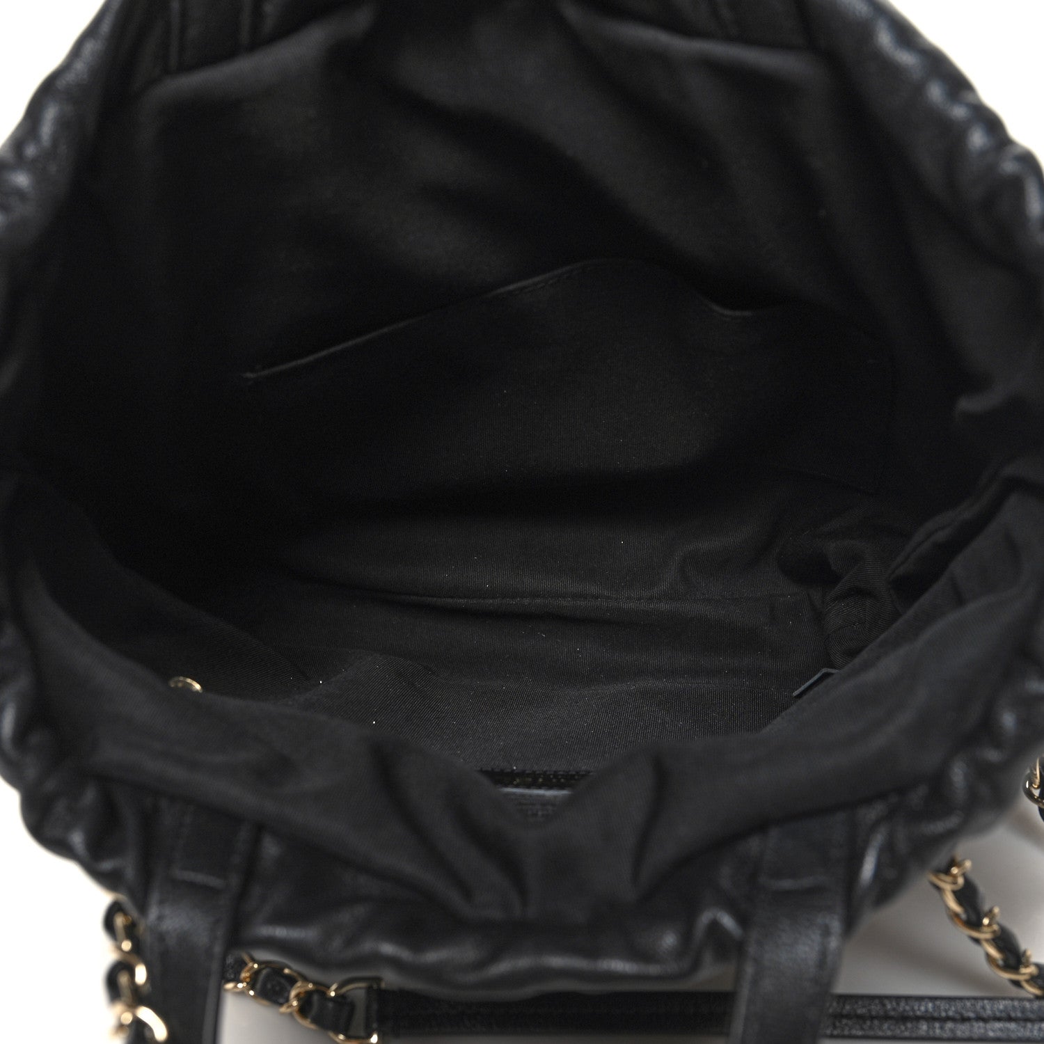 Chanel Lambskin Quilted Small Drawstring Shopping Bag Black 5 of 10