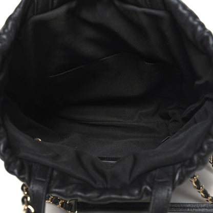 Chanel Lambskin Quilted Small Drawstring Shopping Bag Black 5 of 10