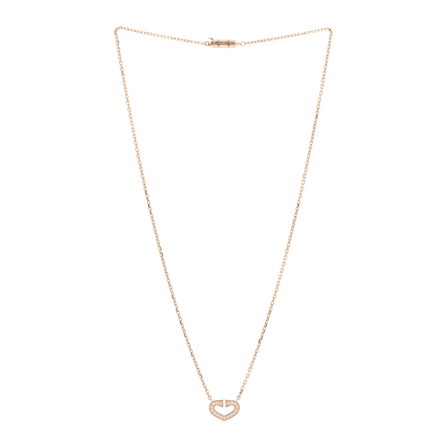 18K Pink Gold Diamond Hearts And Symbols Pendant Necklace