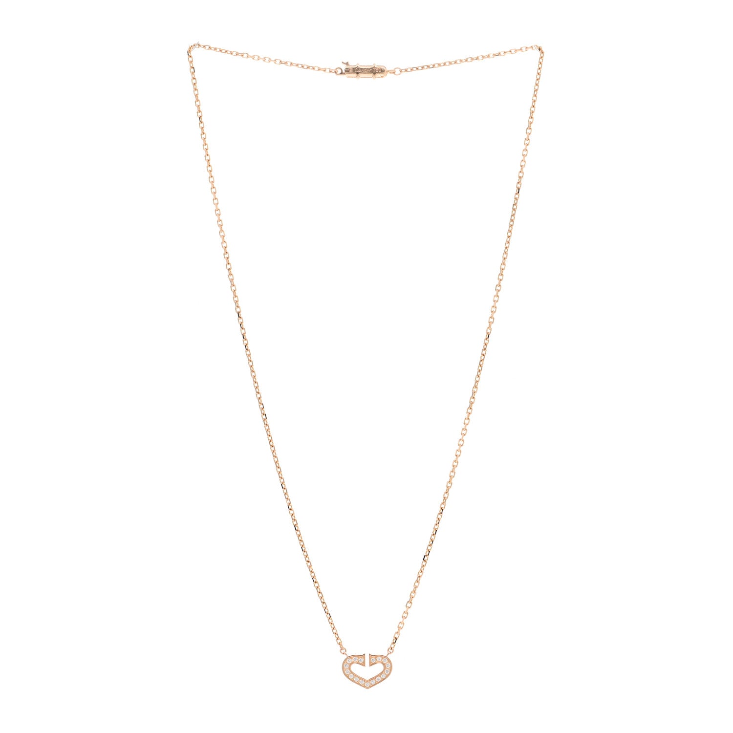 Cartier 18K Pink Gold Diamond Hearts And Symbols Pendant Necklace 3 of 4