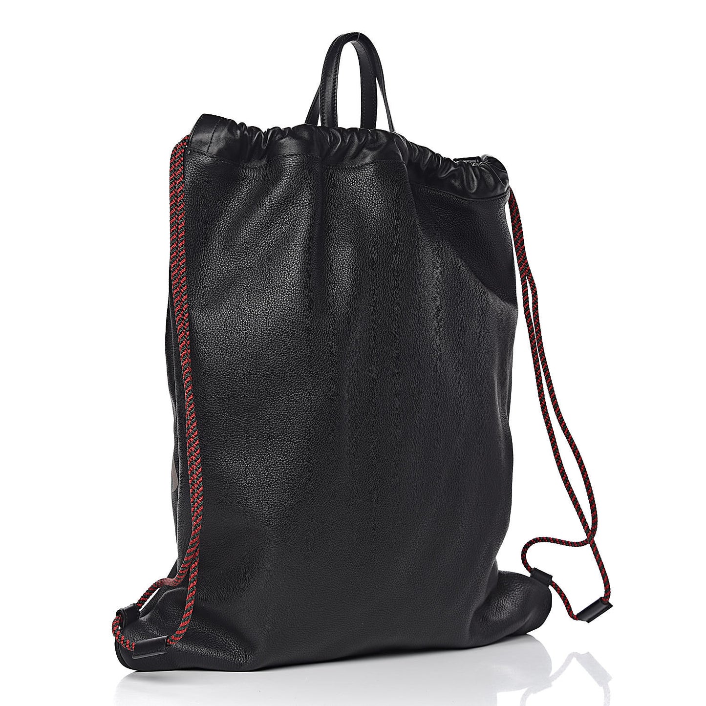 Calfskin Logo Drawstring Backpack Black