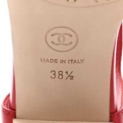 Chanel Lambskin Chain CC Logo Thong Sandals 38.5 Red 6 of 9
