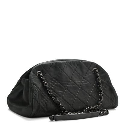 Chanel Iridescent Calfskin Stitched Just Mademoiselle Bowling Bag Black 3 of 11