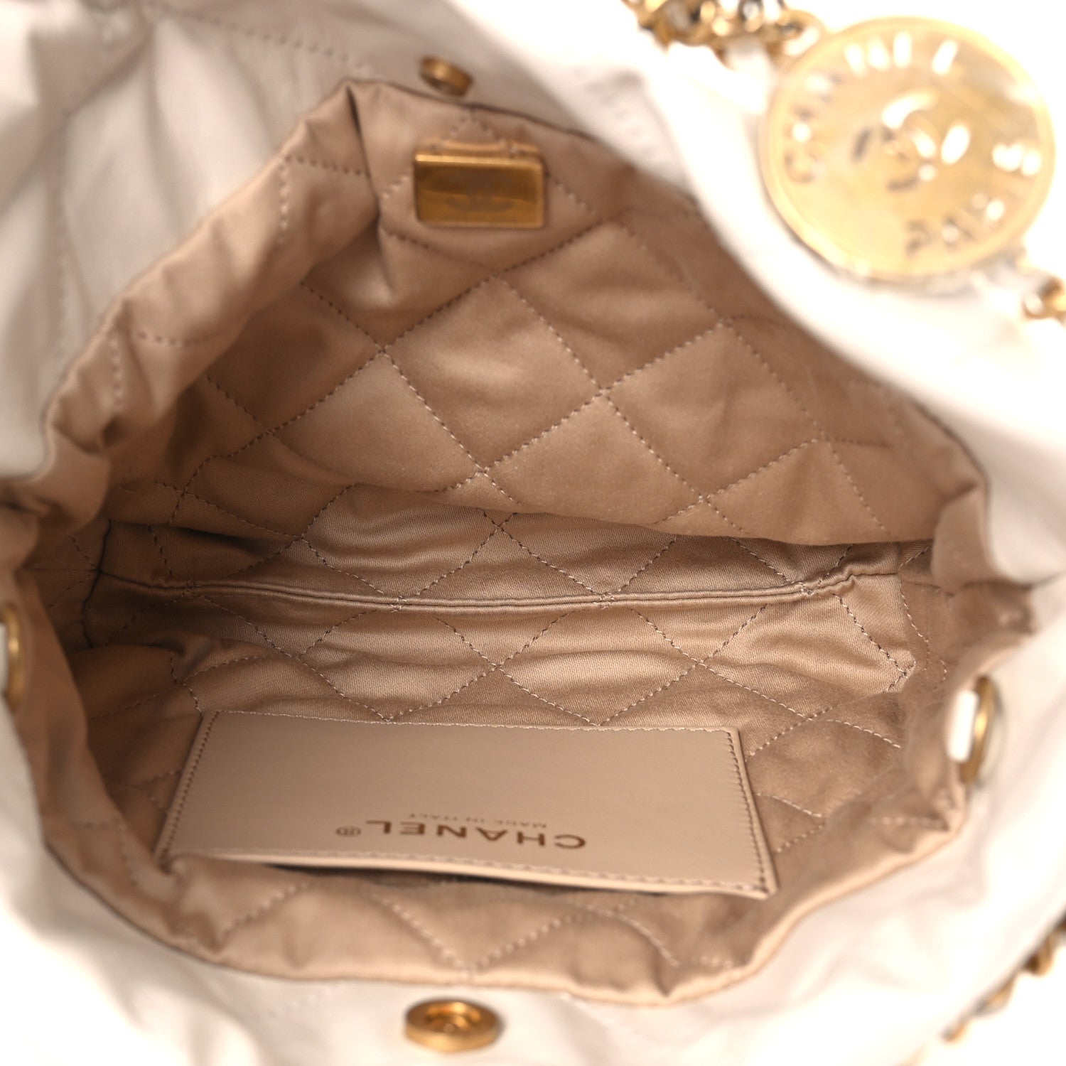 Chanel Shiny Calfskin Quilted Mini Chanel 22 White 5 of 11