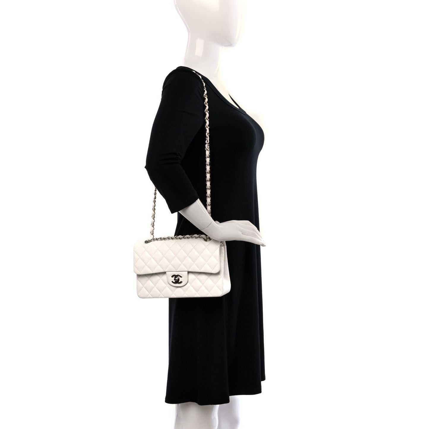 Caviar Quilted Small Double Flap White