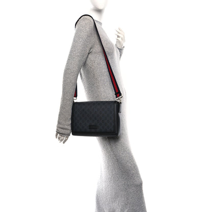 Gucci GG Supreme Monogram Appia Calfskin Web Crossbody Bag Black Grey 2 of 10