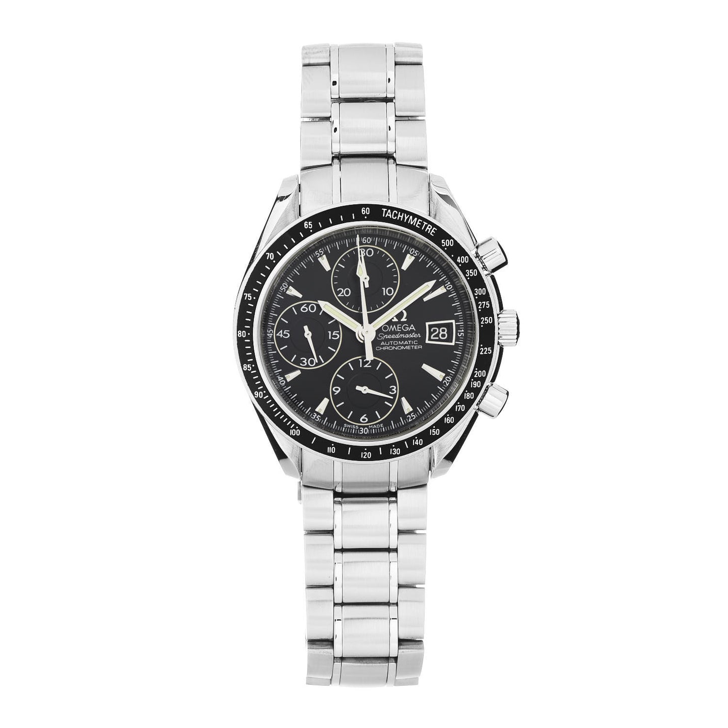Stainless Steel 40mm Speedmaster Date Automatic Watch Black 3210.50