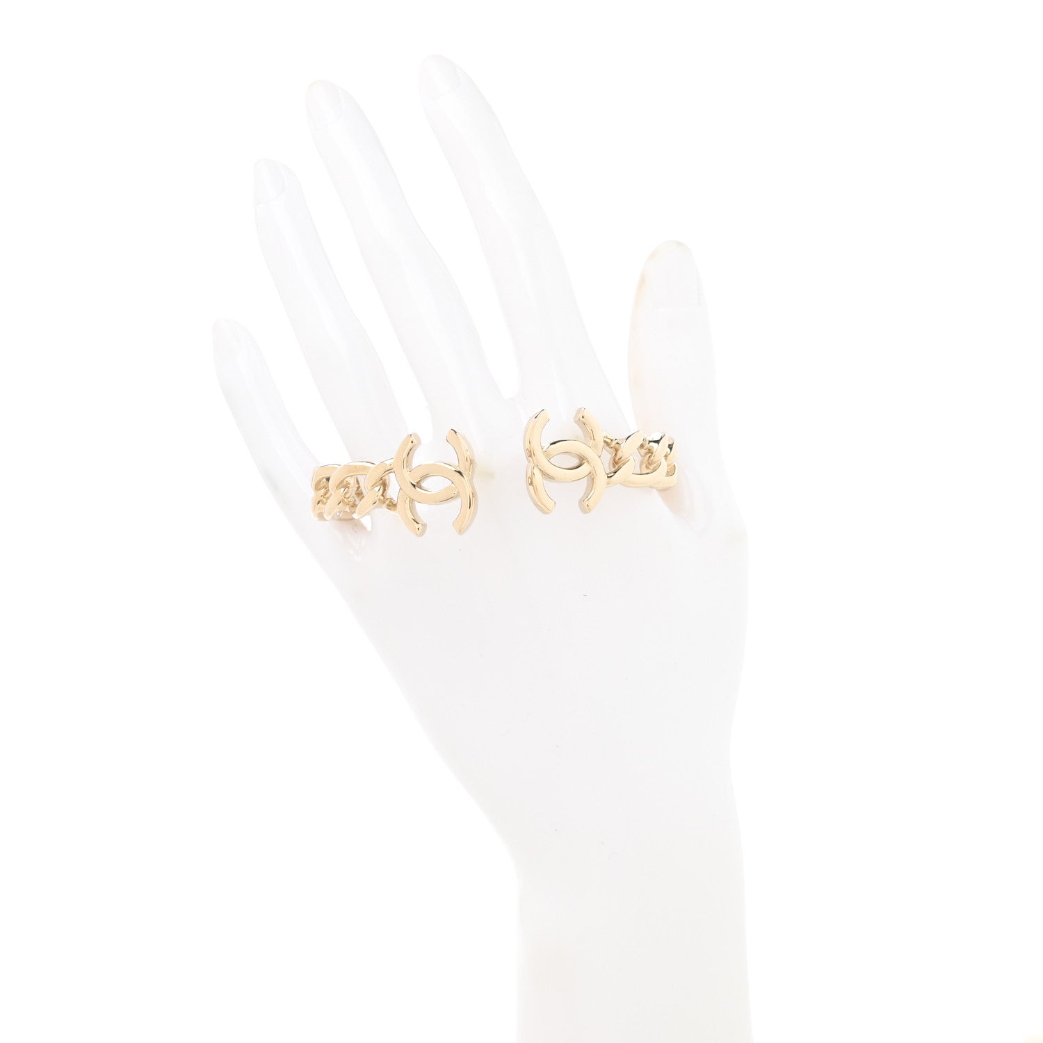 Chanel Metal CC Chain Link Cuff Bracelet Gold 2 of 4