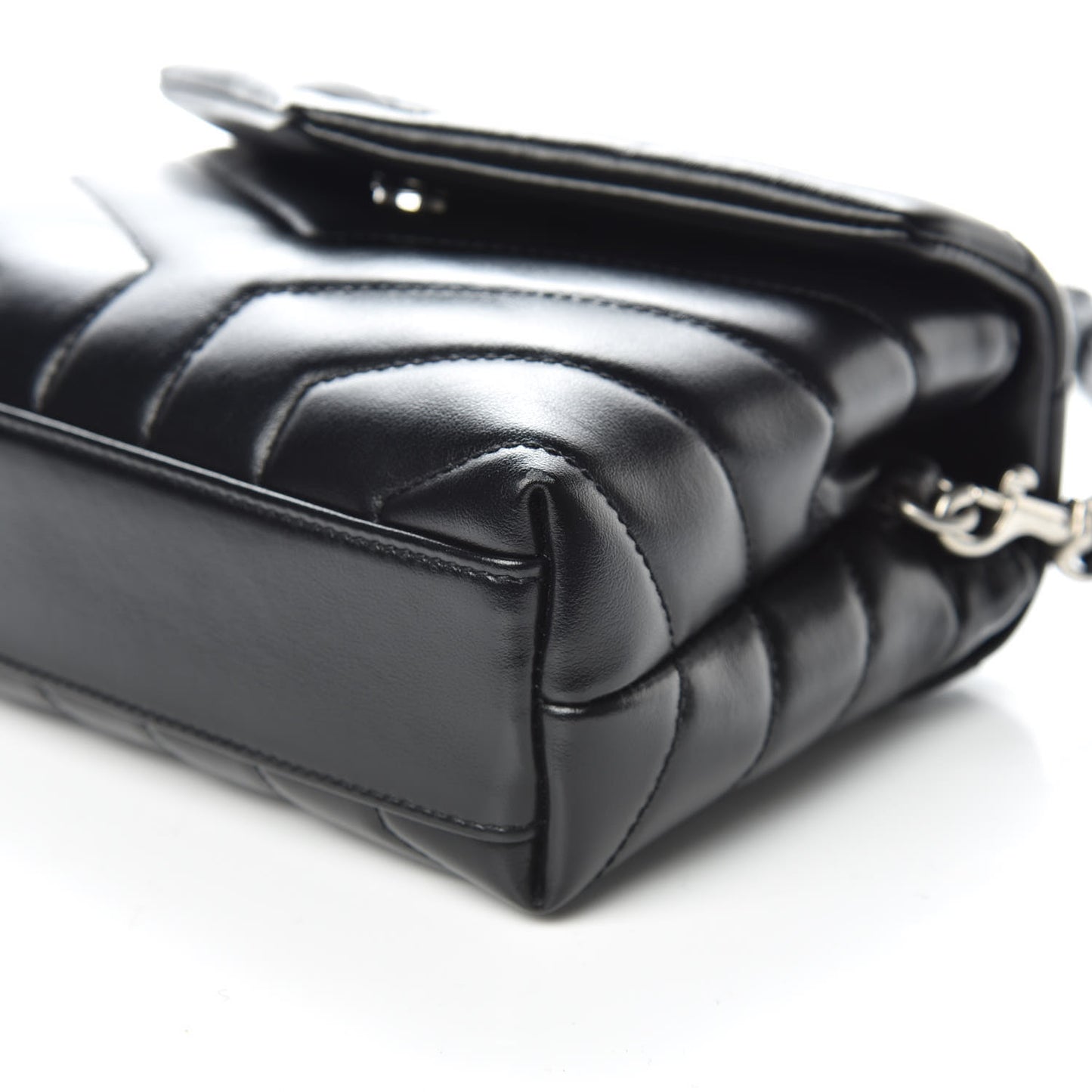 Calfskin Y Quilted Monogram Toy Loulou Crossbody Bag Black