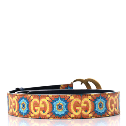 Gucci GG Supreme Monogram Kaleidoscope Double G 30mm Belt 90 36 Blue Orange Multicolor Blue Agata 2 of 5