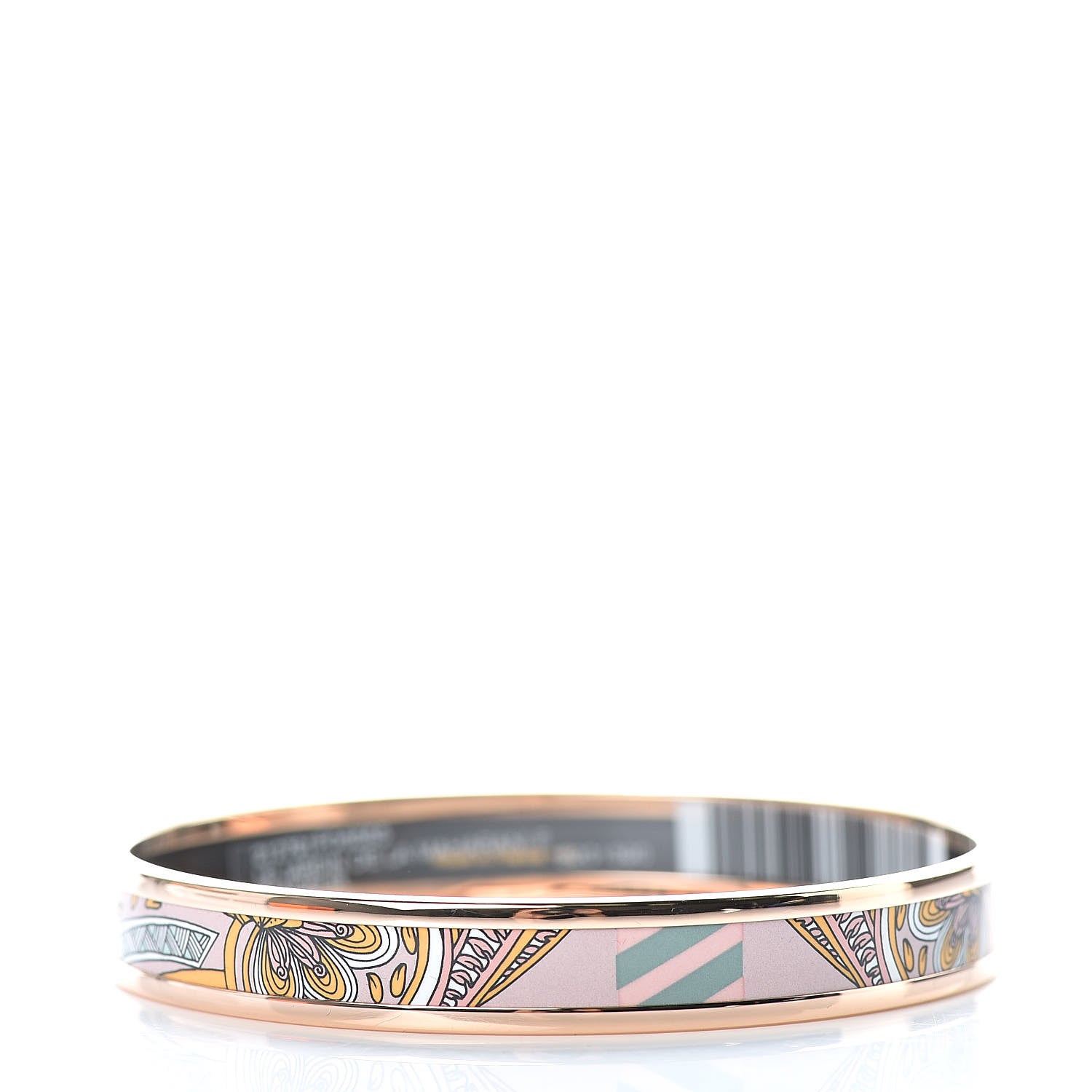 Hermes Enamel Printed Le Jardin De La Maharani Narrow Bracelet 65 Rose Candeur 3 of 6