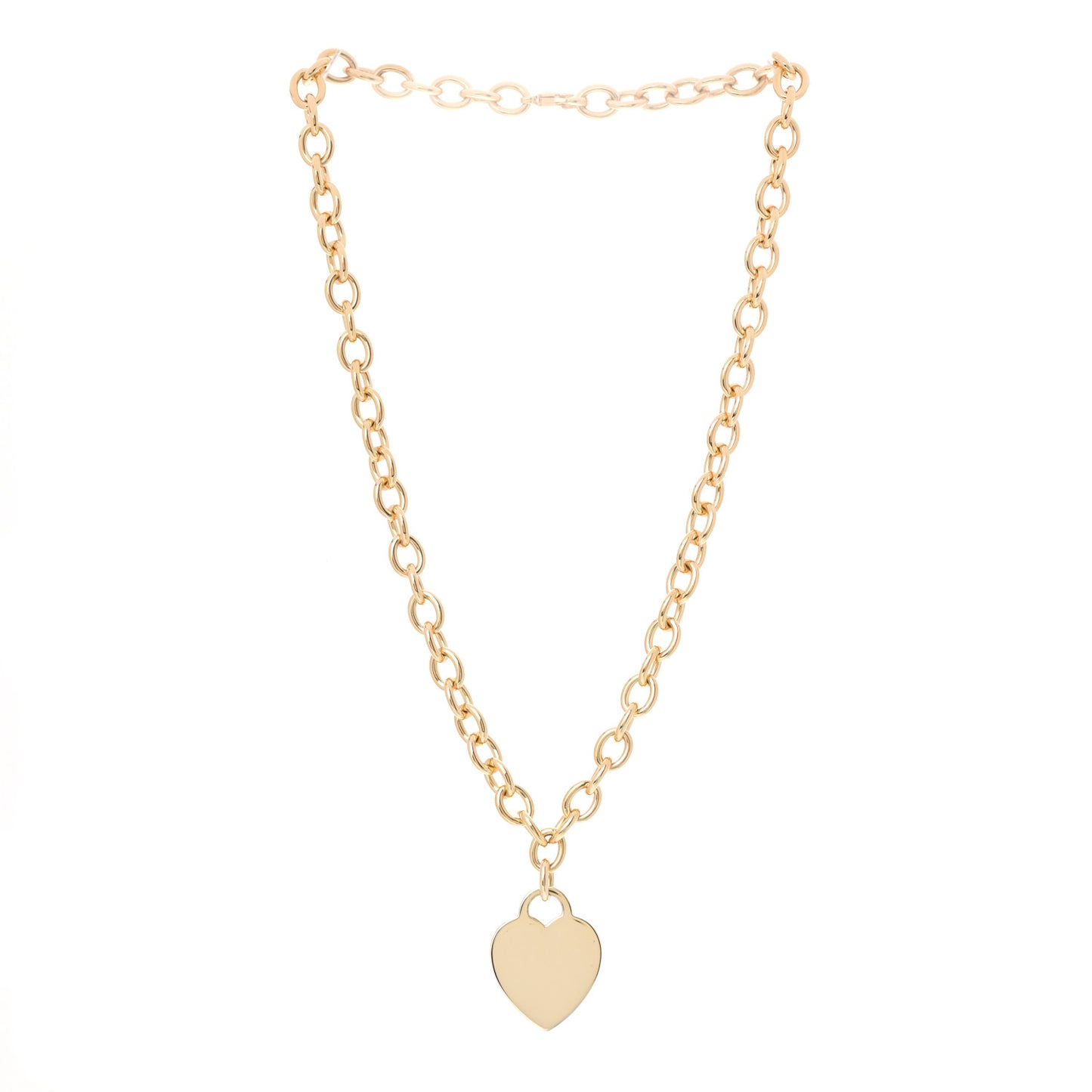 18K Yellow Gold Heart Tag Necklace