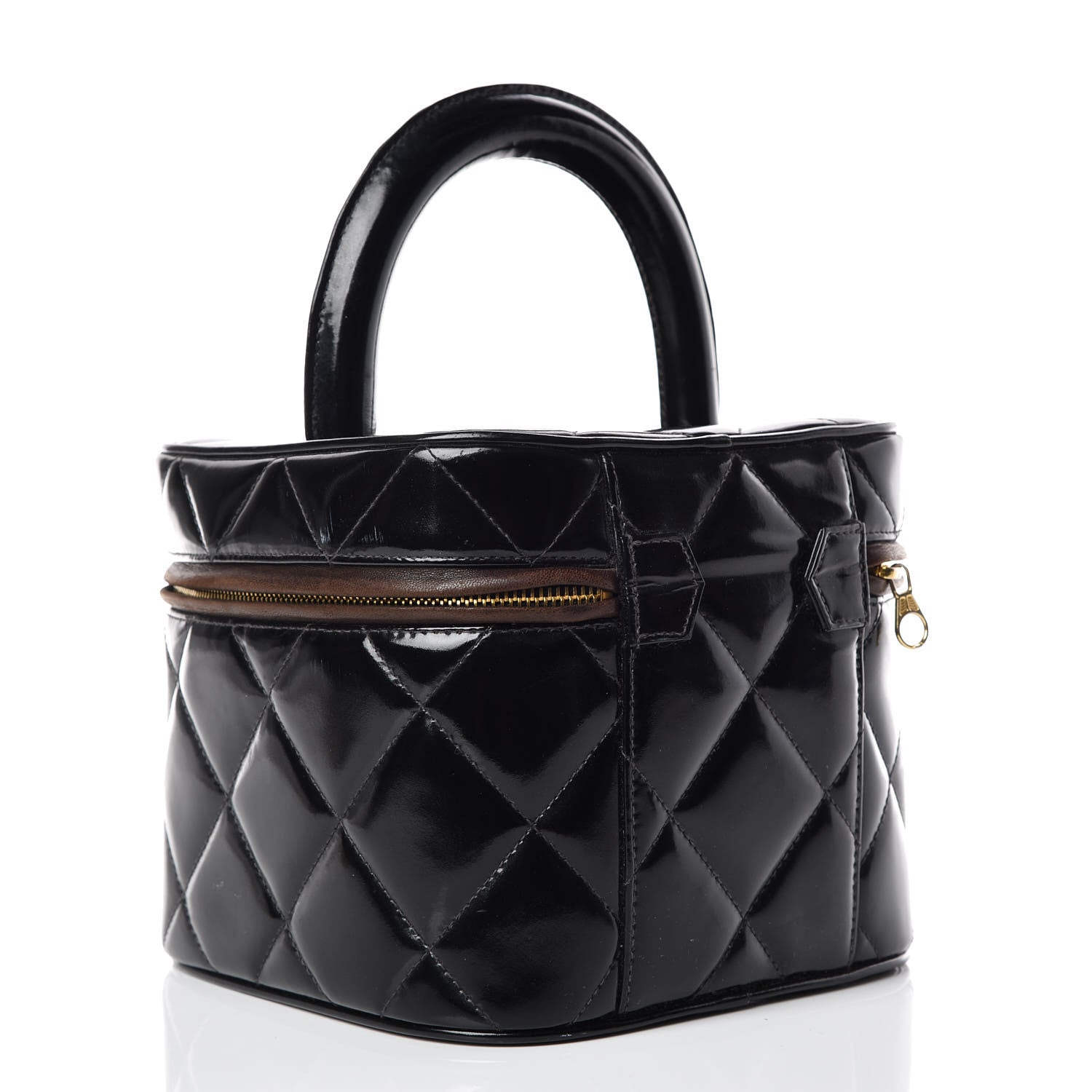 Chanel Patent Quilted Vanity Cosmetic Case Black 3 of 15