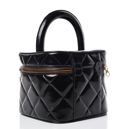 Chanel Patent Quilted Vanity Cosmetic Case Black 3 of 15