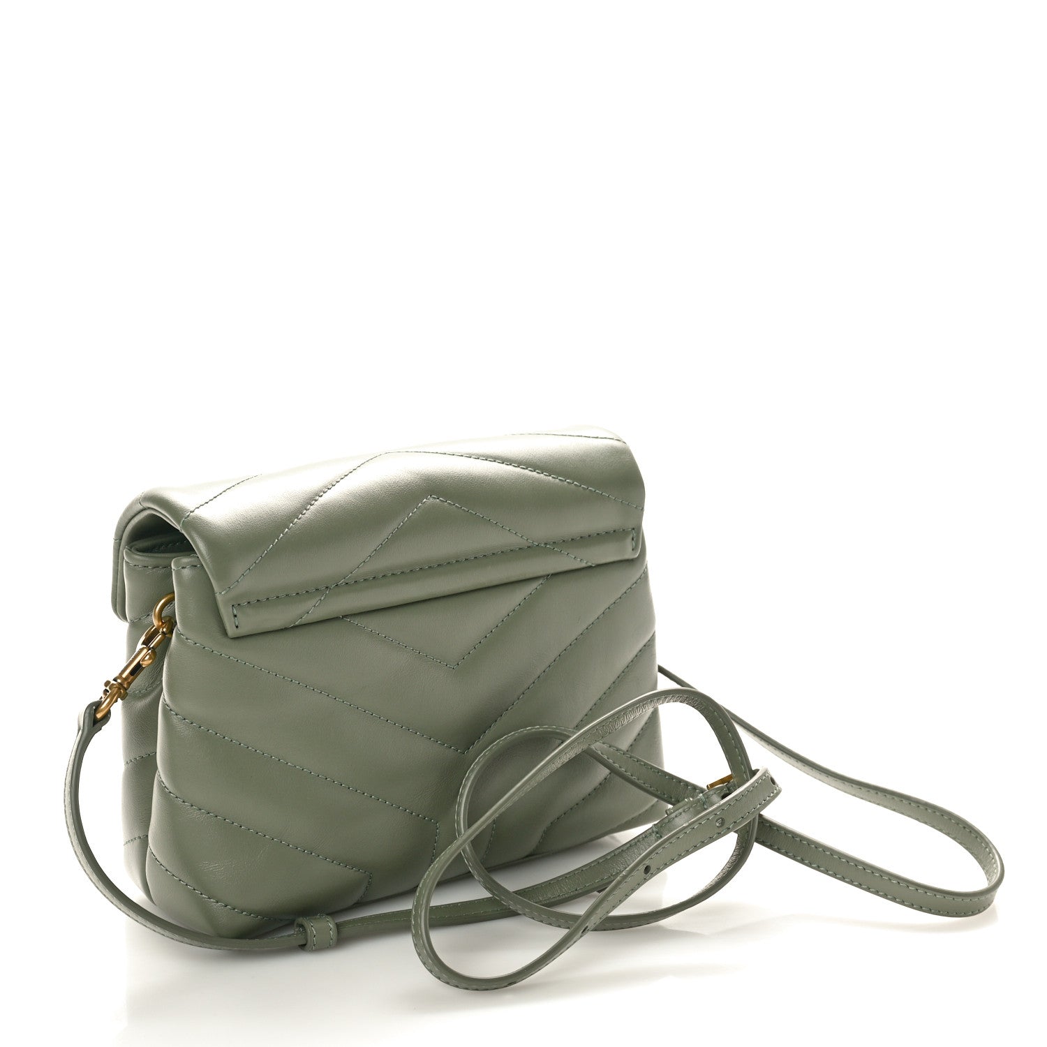 Saint Laurent Calfskin Y Quilted Monogram Toy Loulou Crossbody Bag Light Sage 3 of 10